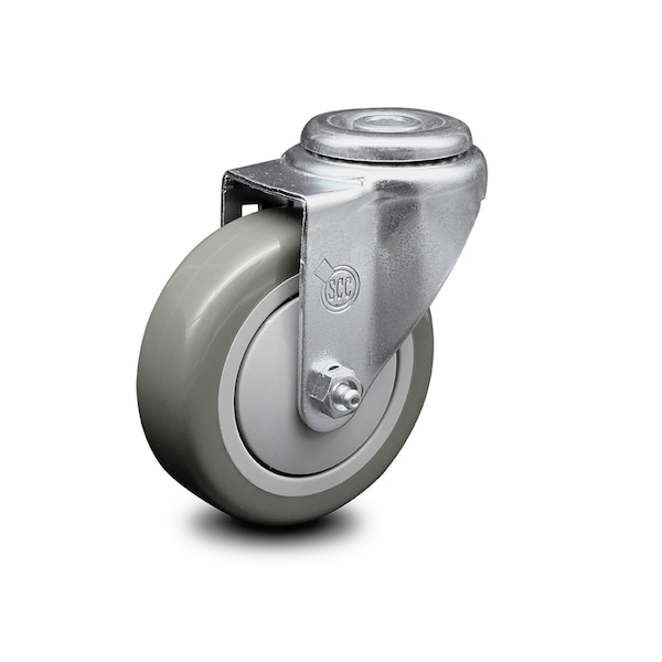 4 Inch Gray Polyurethane Wheel Swivel Bolt Hole Caster